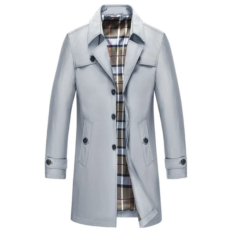 Classic Long Trench Coat Men Windbreaker 10 Colors 8XL Solid Business Casual Coats Men Clothing Plus Size Outerwear A2F8906 trench coat