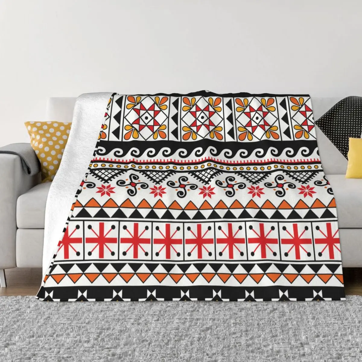 

Russian Print Plaid Retro Blanket Winter Warmth All-Season Comfort Throw Blankets for Bedroom Travel Camping