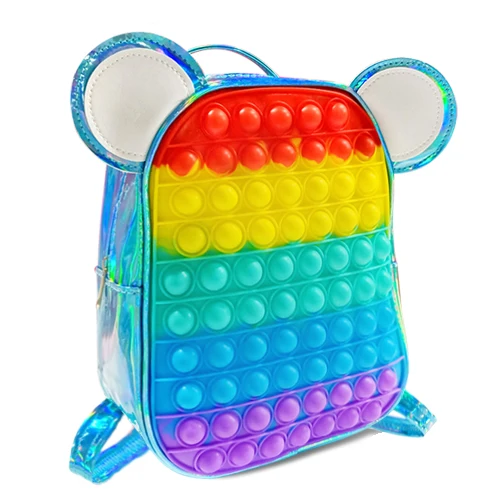 Pop Kawaii Unicorn Backpacks Kids Fidget Toys Anti Stress Shining Bags Children Stress Relif Squishy Push Bubble Squeeze Toy 3