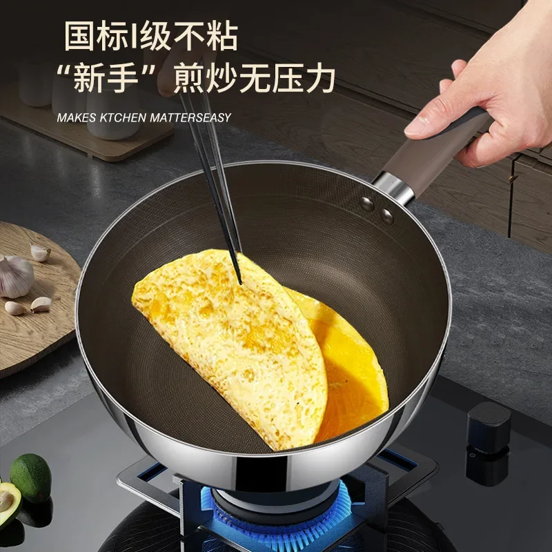 Titanium uncoated non-stick pan, snow pan, 316 stainless steel milk pan for household gas induction cooker 4