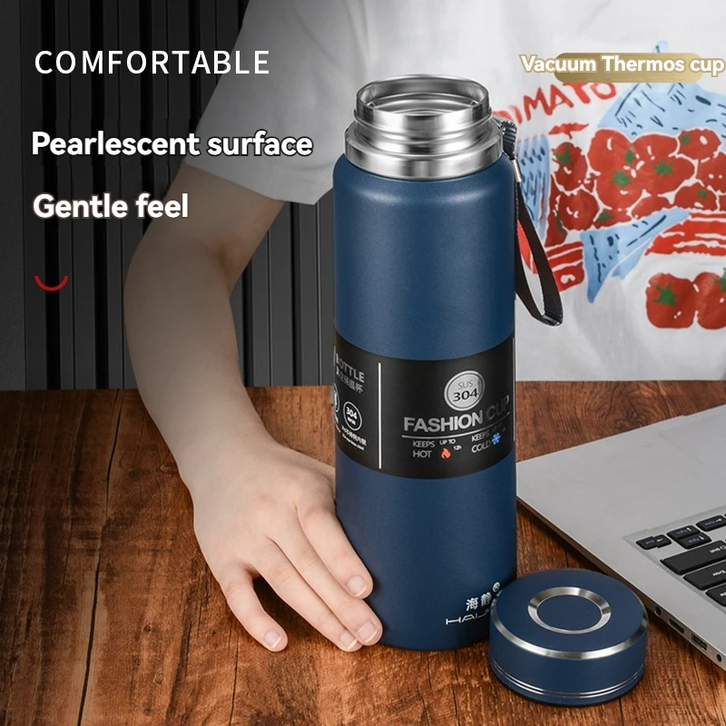 1000ML Stainless Steel Thermos Thermal Bottle Travel Mug Tea Coffee Vacuum Water Cup Thermocup Outdoor Drinking Cup