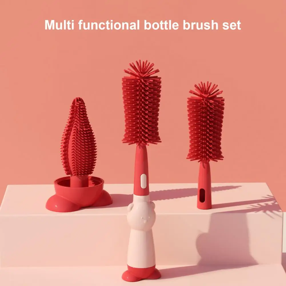 

Pacifier Brush Set Efficient 3-in-1 Pacifier Bottle Brush Set Easy Drying No Water Spots Ideal for Baby Silicone Cup Nipple