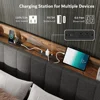 Bed Frame with 1 Hidden Drawer and 2 Drawers, Metal Heavy Duty Bed Frame with Upholstered Headboard and Multi-Port Charging 4