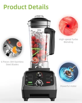 BioloMix 3HP 2200W Heavy Duty Commercial Grade Timer Blender Mixer Juicer Fruit Food Processor Ice Smoothies BPA Free 2L Jar 2