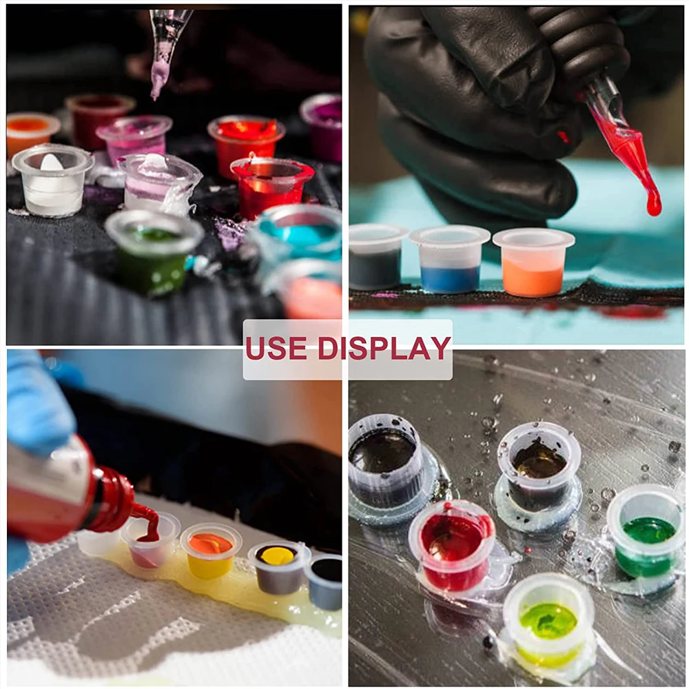 Disposable Tattoo Ink Cups 100pcs S/M/L Disposable Tattoo Ink Cups Plastic Pigment Clear Holder Container Caps Tattoo Permanent Makeup Microblading Supply