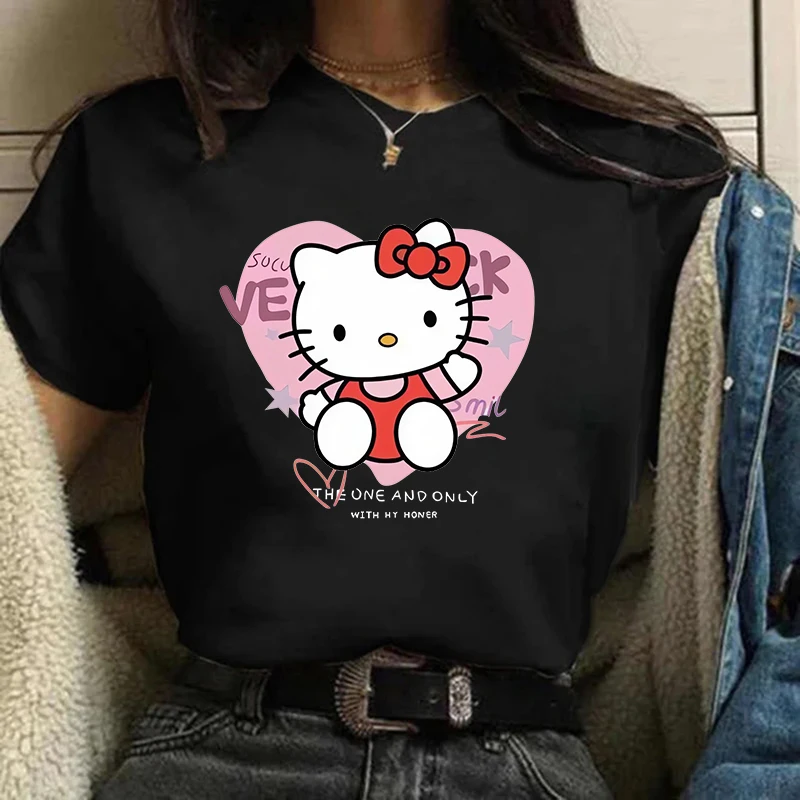 

2000s Cute Kawaii Manga Y2k Japanese Anime Hello Kitty T Shirt Women T-shirt Sanrio Clothes Tshirt Short Sleeve Tops Tee