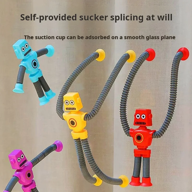 Stretchy Suction Cup Robot Toy Children Shape Changing Telescopic Pop Tubes Sensory Toy for Girls Boys Stress Relief Gifts