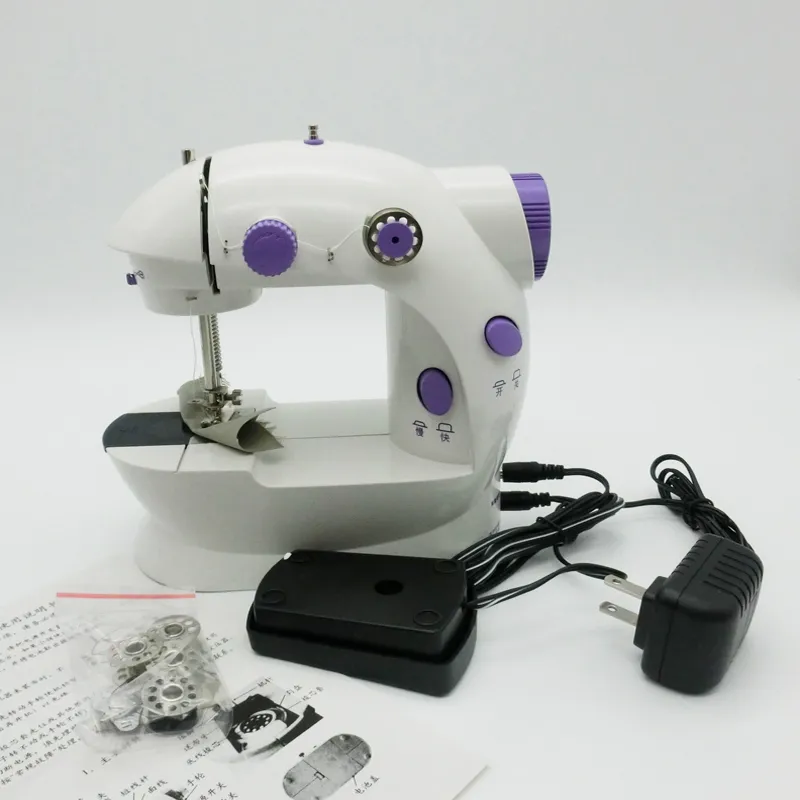 Mini Portable Sewing Machine Foot Pedal Straight Line Hand Table Two Thread  Kit Electric Household Night Light 220V - AliExpress