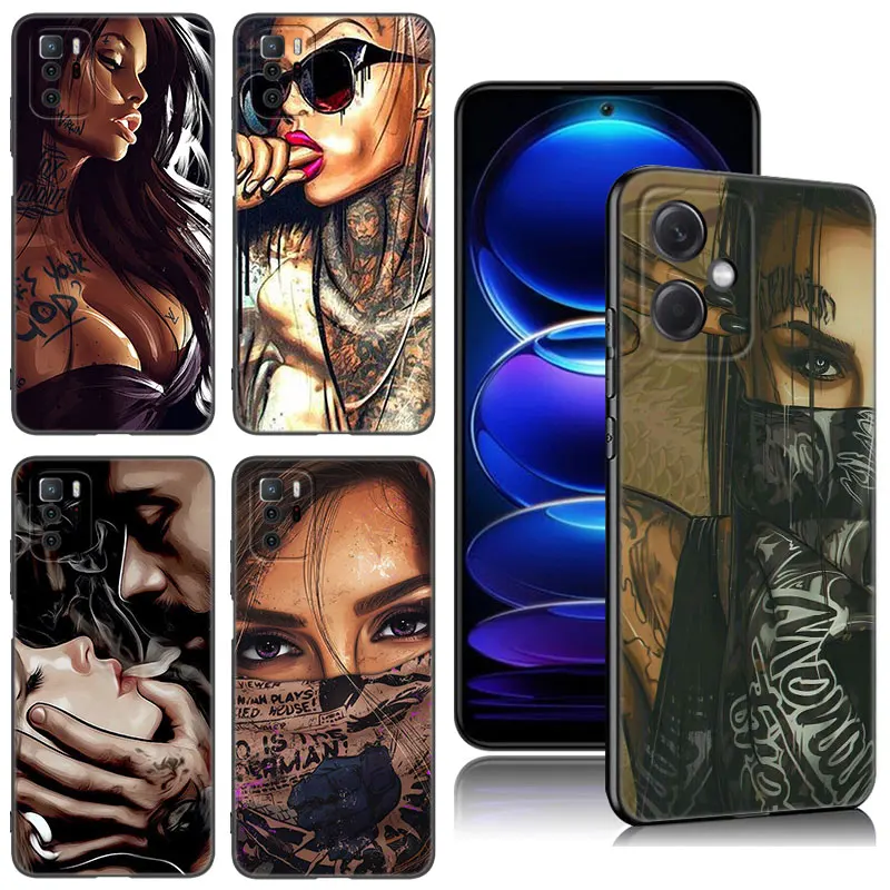 Hot Sexy Sleeve Tattoo Girl Phone Case Per Xiaomi Redmi Note 10 11 11S 12 4G 8 9 11E 11T Pro Plus 10T 5G 8T 9S 10S 12S Cover