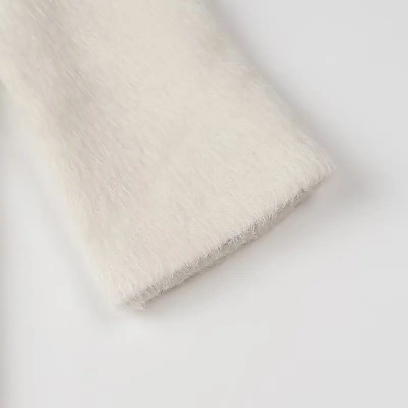 Streetwear Long Hairy Shaggy Blazer Boyfriend Retro Women Back Double Slit Front Pockets Loose Oversized Suit Fashion Coat