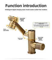 โบราณก๊อกน้ําห้องน้ําอัจฉริยะดิจิตอลจอแสดงผล LED ก๊อกน้ําอ่างล้างหน้าร้อนและเย็นห้องน้ําทองเหลืองอ่างล้างหน้า Vanity ก๊อกน้ํา 5