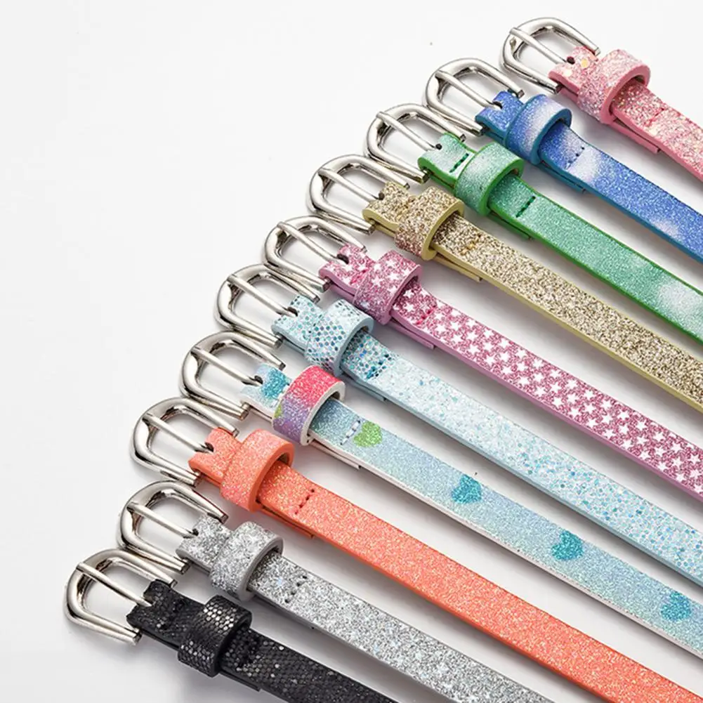 Sequin Belt Multi Holes Design Adjustable Length Waistband Jeans Dress Glittery Faux Leather Belt Clothing Accessory
