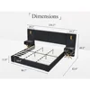 Luxury Bed Frame with Built-in Gold LED Lights and Nightstands,Platform Bed with Oversize Upholstered Headboard,No BoxSpringNeed 3