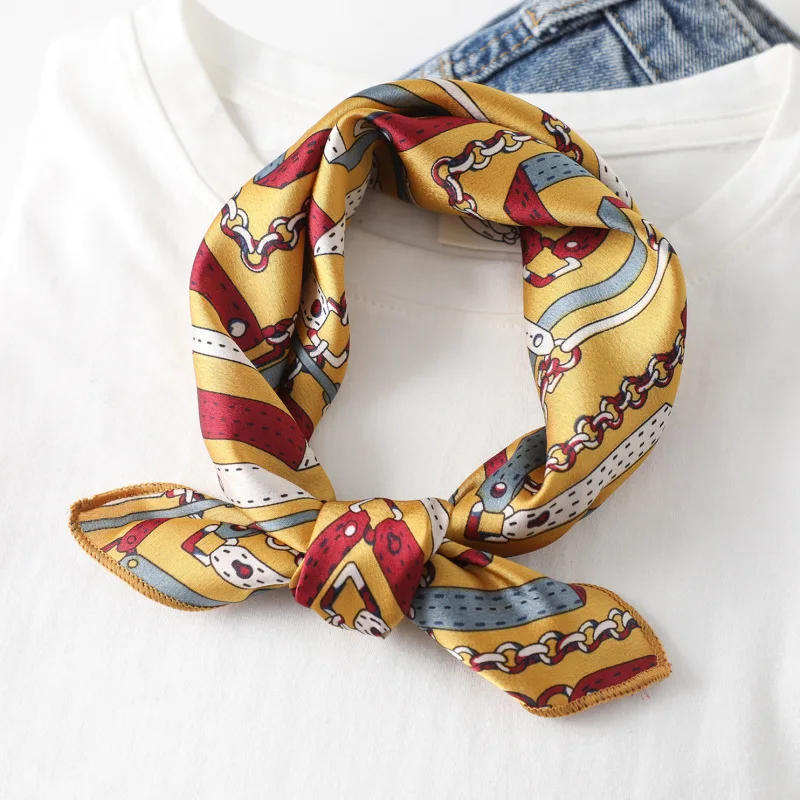 Women scarf  50*50cm Square Skinny Retro Head small size silk hair scarves NeckerChief office lady print shawls foulard 4