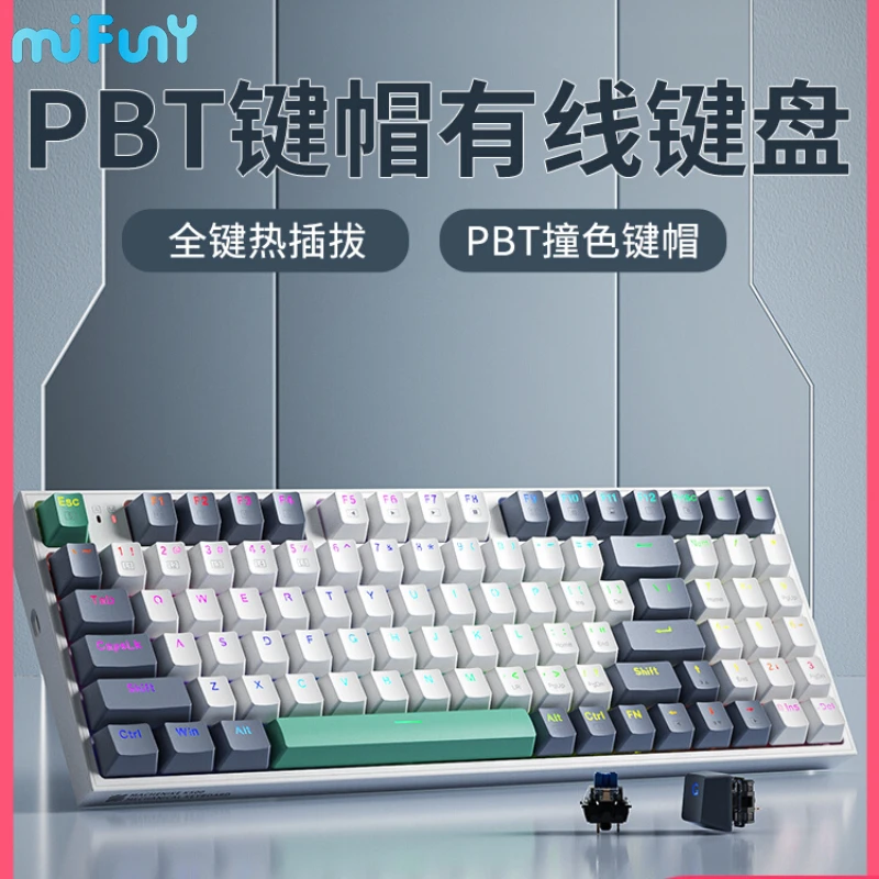 

MiFuny K500 Mechanical Keyboard Wireless Tri Mode Hot Swap RGB Backlight 94 Keys Office Gaming Keyboards for Windows IOS ANDROID