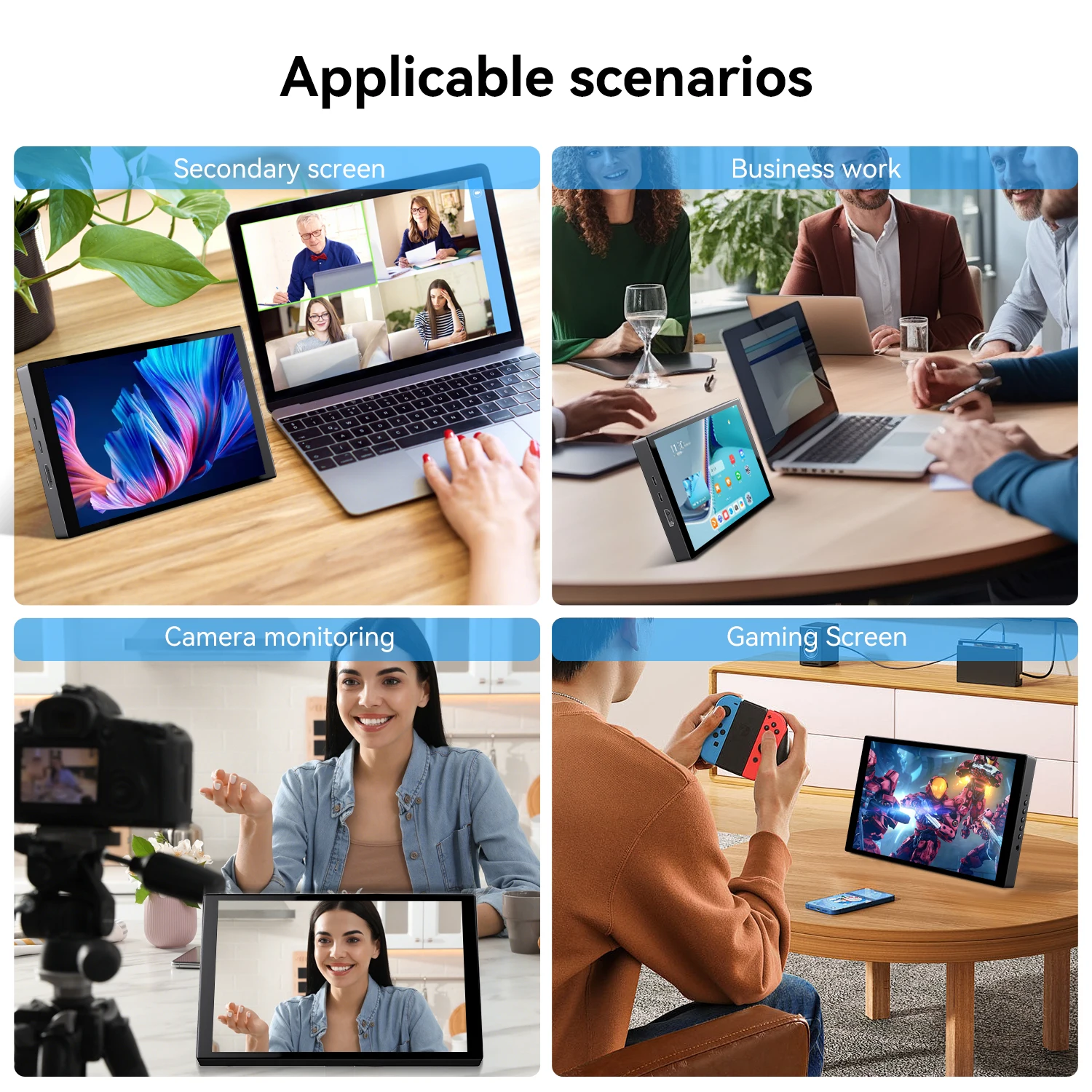 7인치 1280x800 HD 터치 휴대용 모니터, 60Hz IPS 디스플레이, USB Type-C HDMI 지원, 게임 및 사무용 정전식 터치스크린