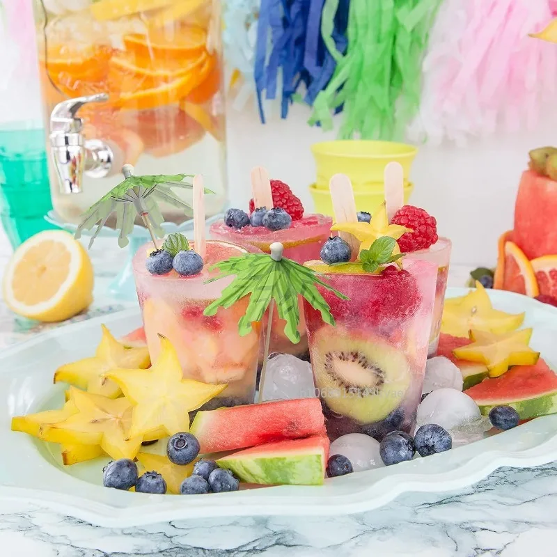 50/20pcs Coconut Leaves Drink Umbrellas Cocktail Picks for Summer Hawaiian Cupcake Topper Umbrella Sticks Tropical Wedding Party