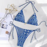 Sexy Bikini Swimsuit 2025 New Style Strap Design Split Women's Swimsuit Cross Printed Trendy Underwear from Mainland China