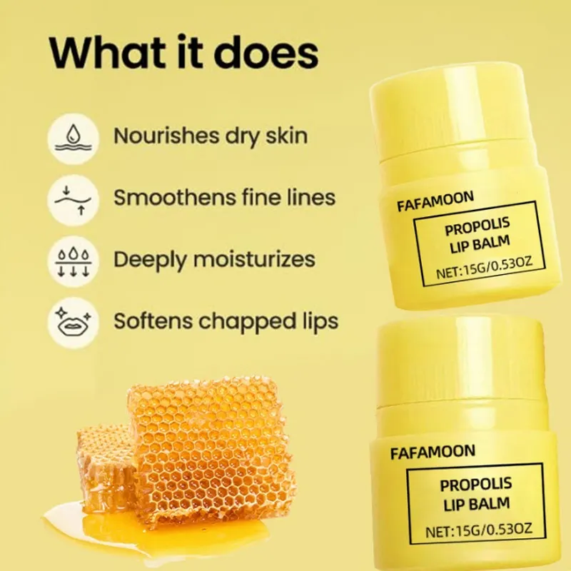 Propolis Lip Balm Moisturizing Soothing Fade Lip Lines Lip Jelly Prevent Dryness Cracking Collagen Nourishing Lip Care Cream 5