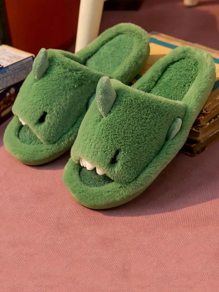 Men's Home Cotton Slippers Are Soft, Comfortable and Warm Indoor Fun Cartoon One Word Cotton Slippers — view 5