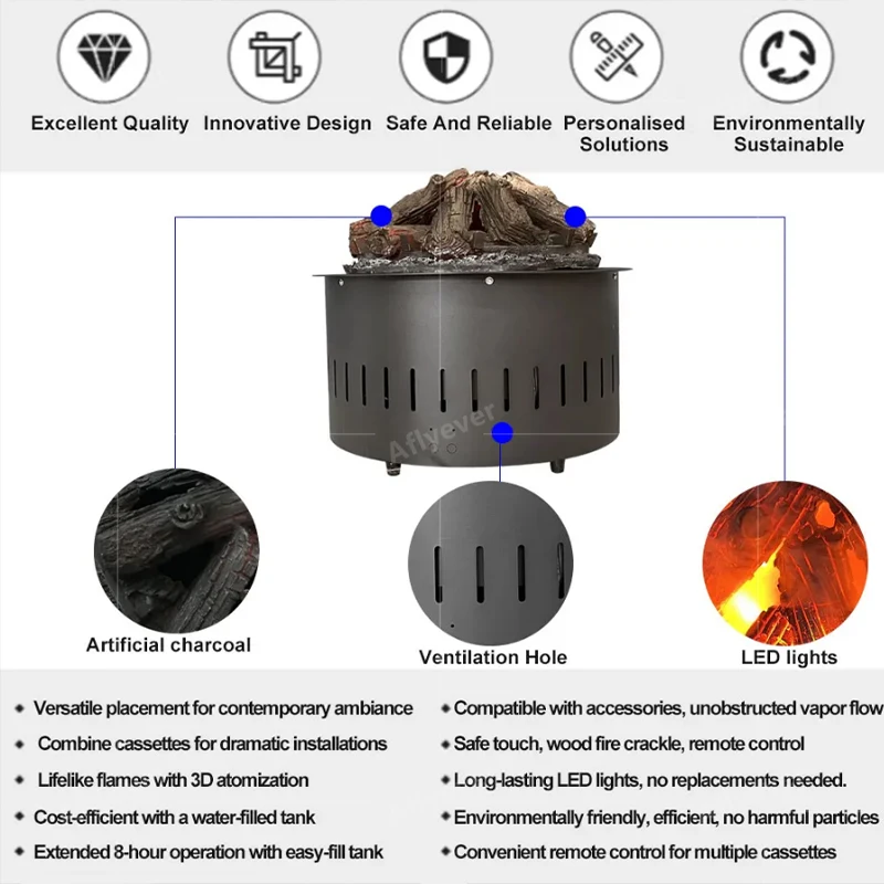 Home electronic fireplace core simulation bonfire basin false flame countryside LED decoration steam atomization fireplace
