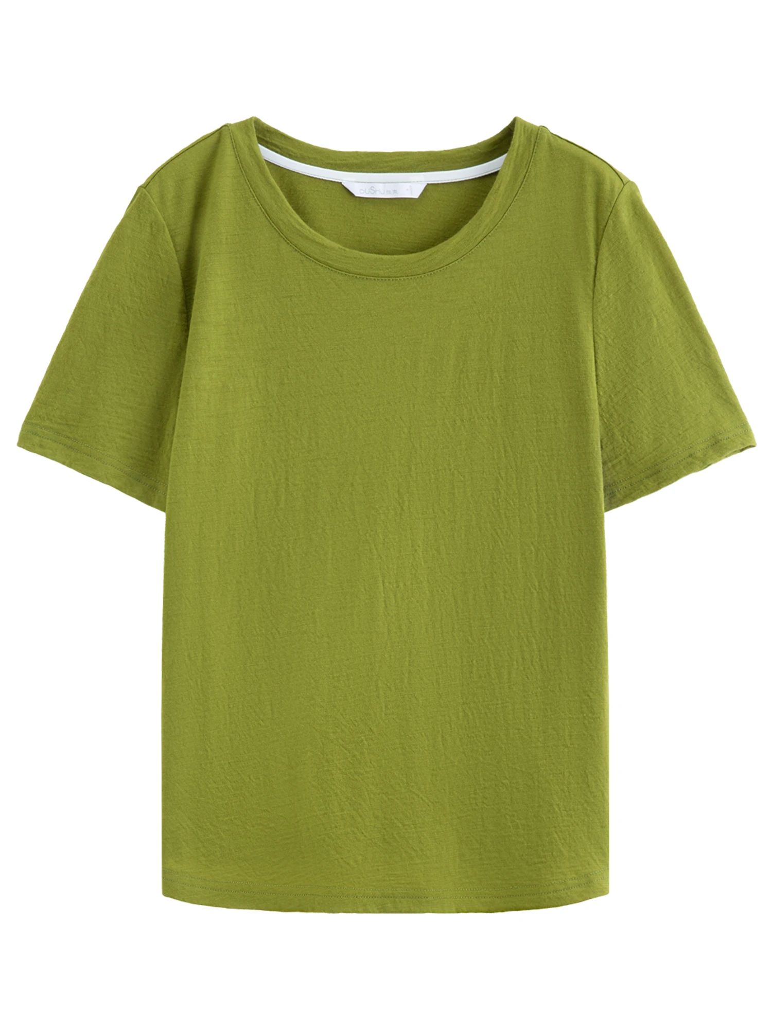 DUSHU المرأة الأخضر والرمادي المتناقضة اللون الطبقات قطعتين متماسكة تي شيرت ربيع 2026 جديد وصول موضة بلوزات طويلة الأكمام