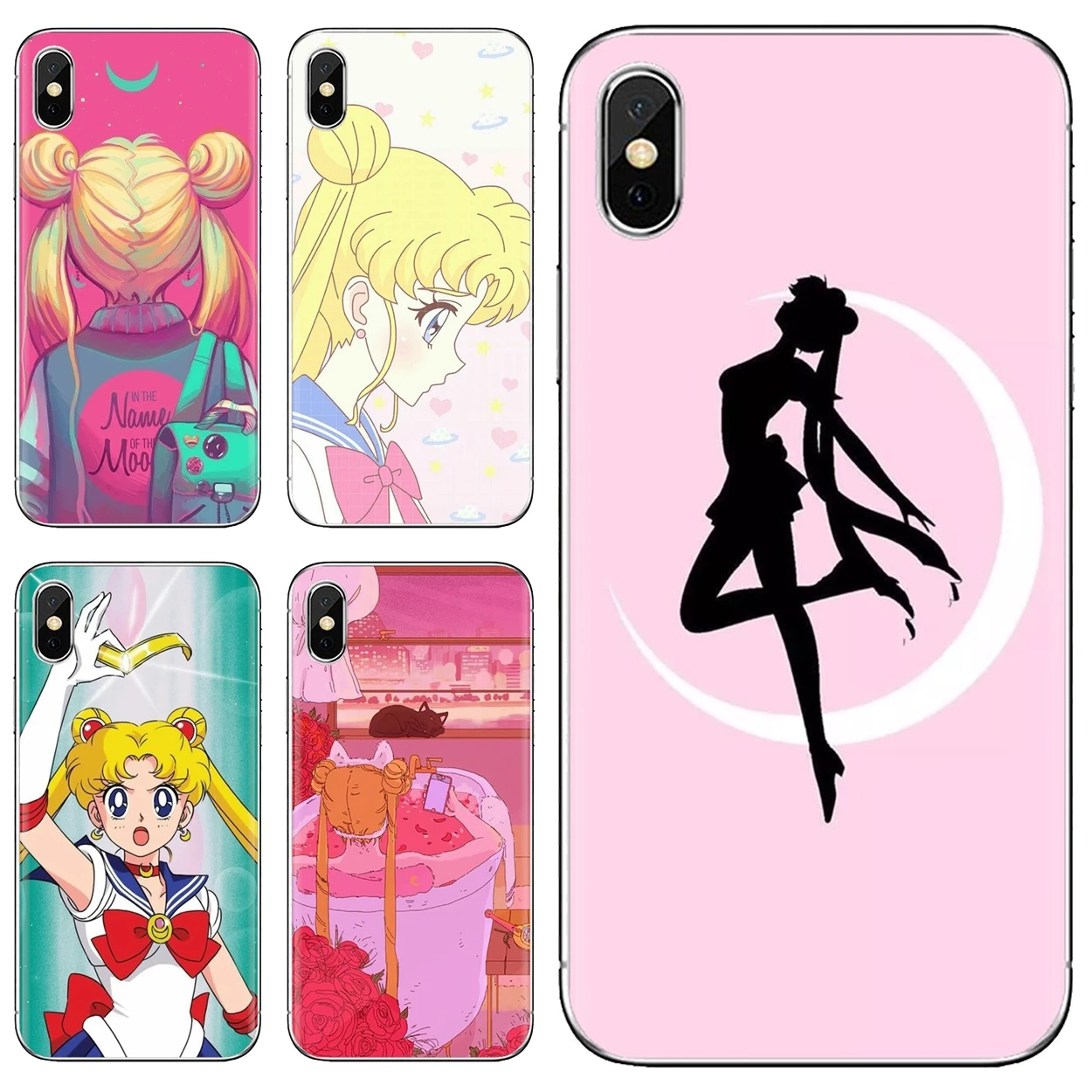 For Huawei P50 P30 P40 P20 P8 P9 P10 Lite Pro 2016 2017 P Smart Plus 2019 Silicone Cover Bag Pink JP Anime Kawaii Sailor Moon |