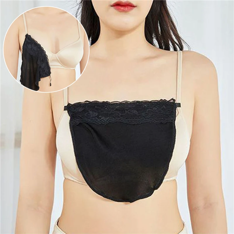 Women Lace Cleavage Cover Up Mock Camisole Bra Underwears Strapless Insert Wrapped Chest Invisible Clip-On Adjustable Tube Top