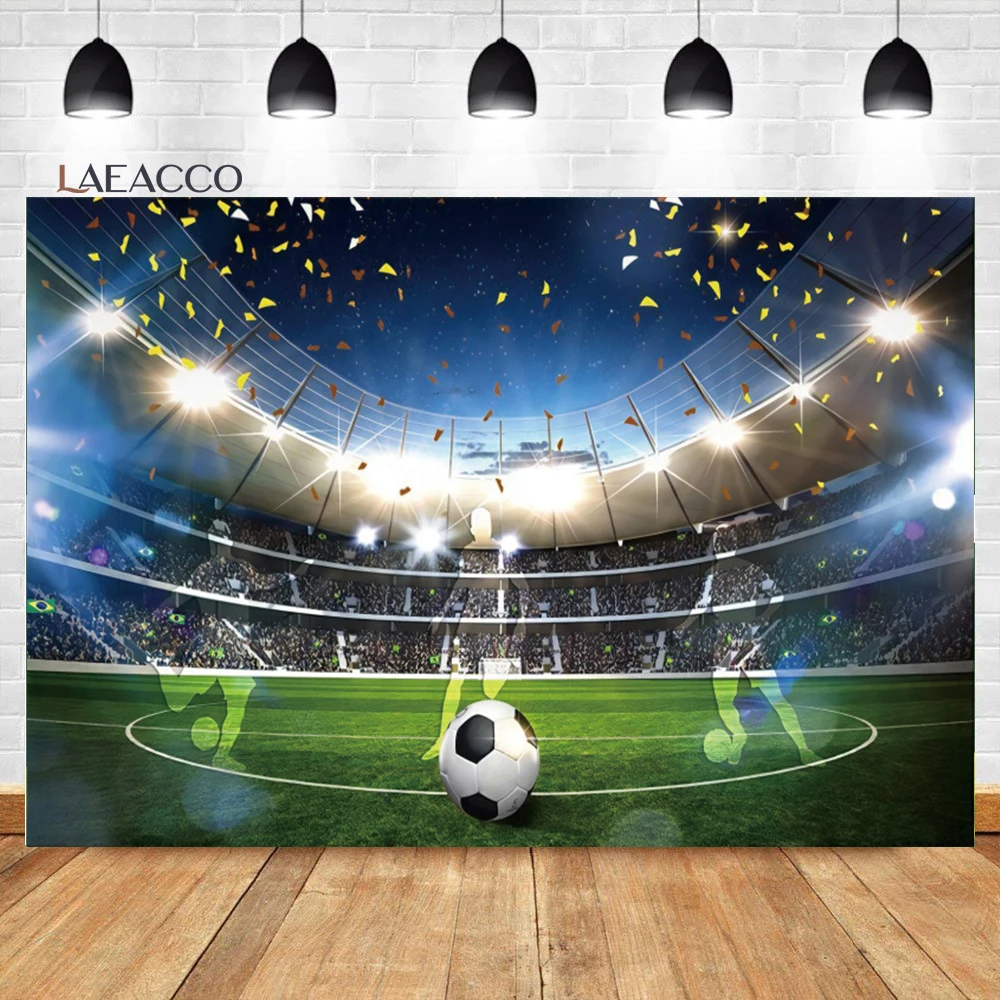 Photo Backdrop photo backdrop Laeacco Boy Football Birthday Soccer Field Grassland Stadium Newborn Portrait Photography Backdrop