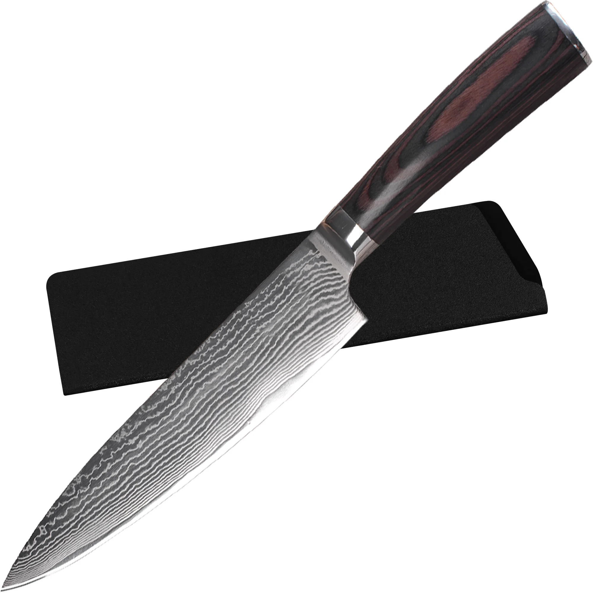 XYjDamascusSteelCleaverKnifeSlicingChefKnivesWithSheathGyuto