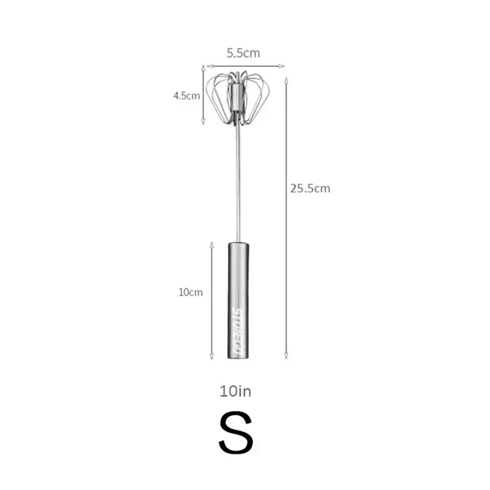 JJYY Stainless Steel Semi-Automatic Rotary Whisk with Beech Wood Handle