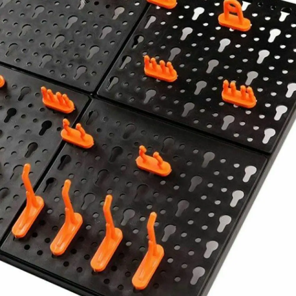 Wall Mounted Hook Rack 10Pcs Hardware Tools Hook Plastic Wall-Mounted Hanging Plate Hole Plate Hook Parts Storage Box Garage Unit Shelf Tool Holder
