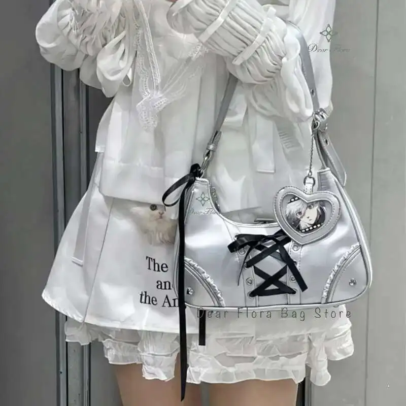 Y2k Cute Women Underarm Bag Fashion Sweet Ita Bag Lolita Girls Transparent Pocke DIY Display Shoulder Bag Fashion Handbag Purses 6