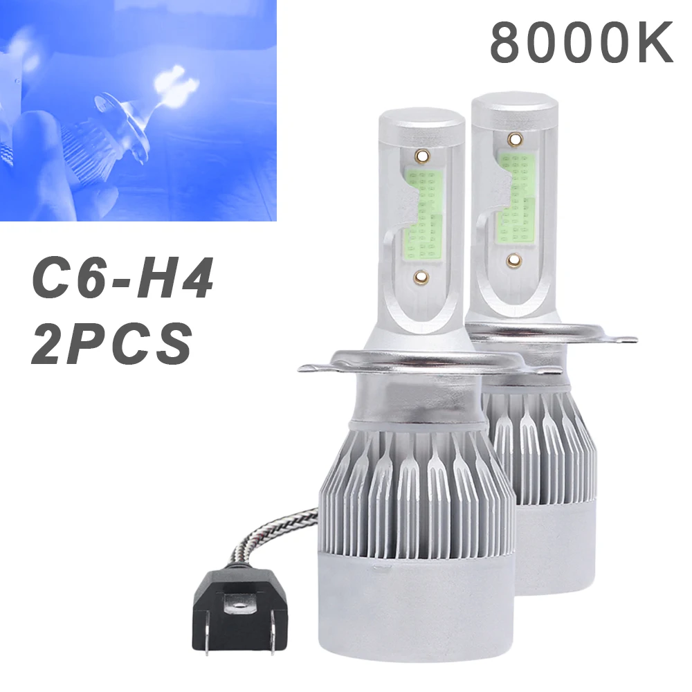 

2 шт., автомобильные светодиодсветодиодный лампы H4 C6 COB 8000 лм K 36 Вт