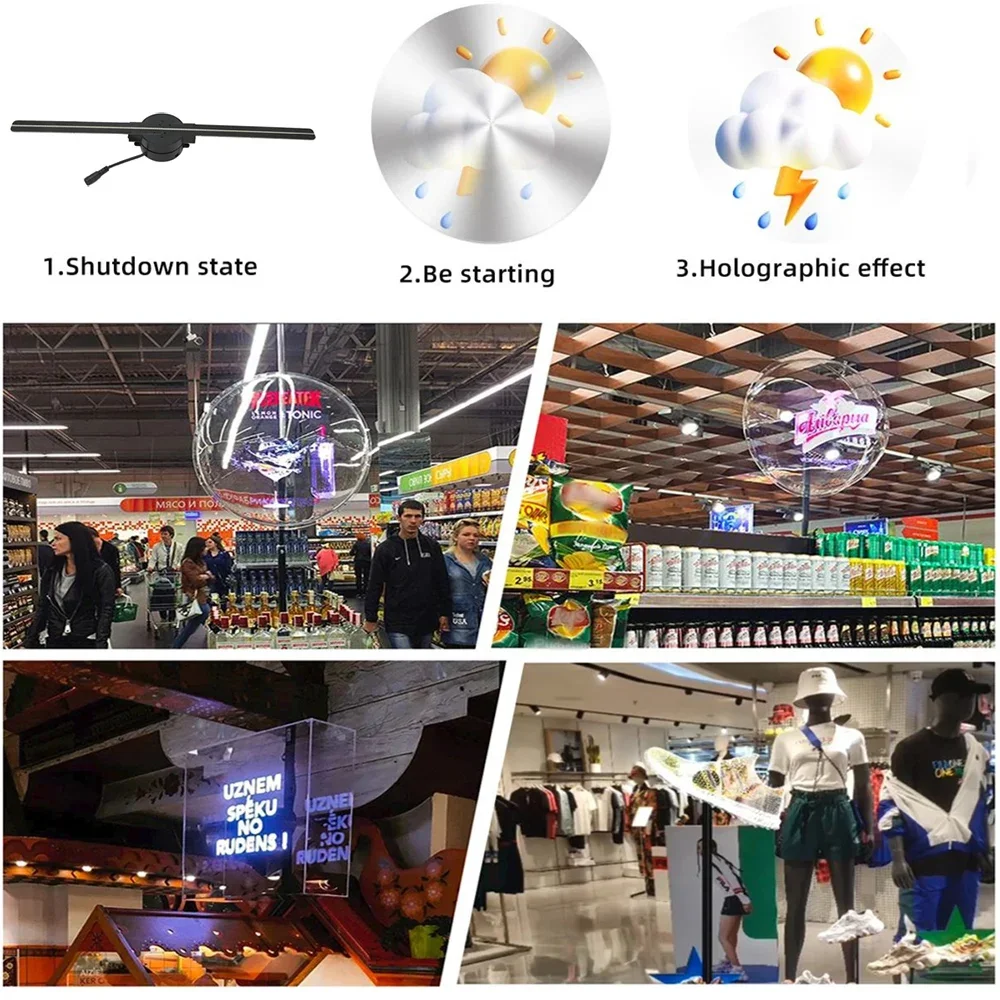 3D 홀로그램 선풍기, 42cm WiFi 3D 홀로그램 프로젝터, 광고 디스플레이 라이트, HD 홀로그램 프로젝터, 상점 바 파티 크리스마스
