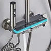 Piano Digital Shower System Ambient Lighting Hot Cold Bathroom Faucets Rain Shower Head White Thermostatic Digital Shower Set 3