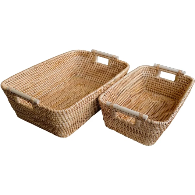 Hold Everything Rattan Cubby Pantry Baskets