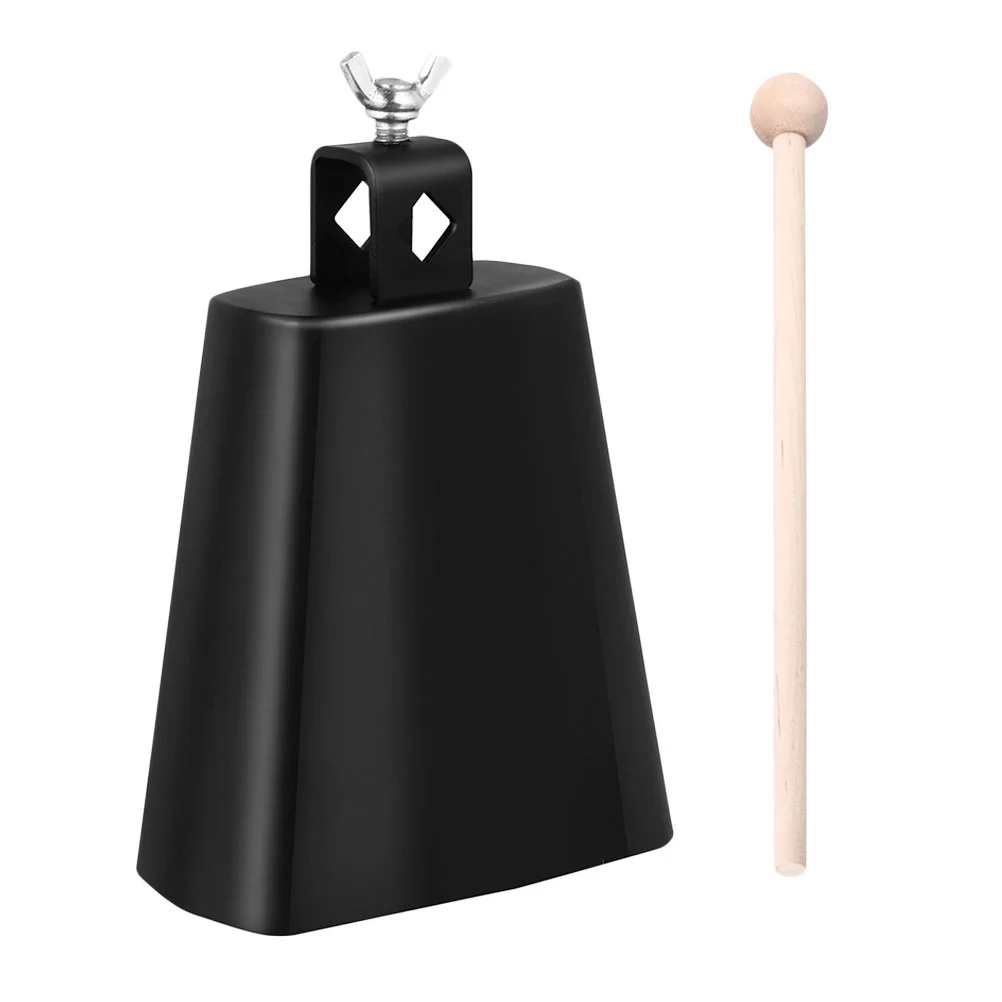 

Drumset Kit Percussion Black Cowbell Musical Instruments Noise Maker with Stick