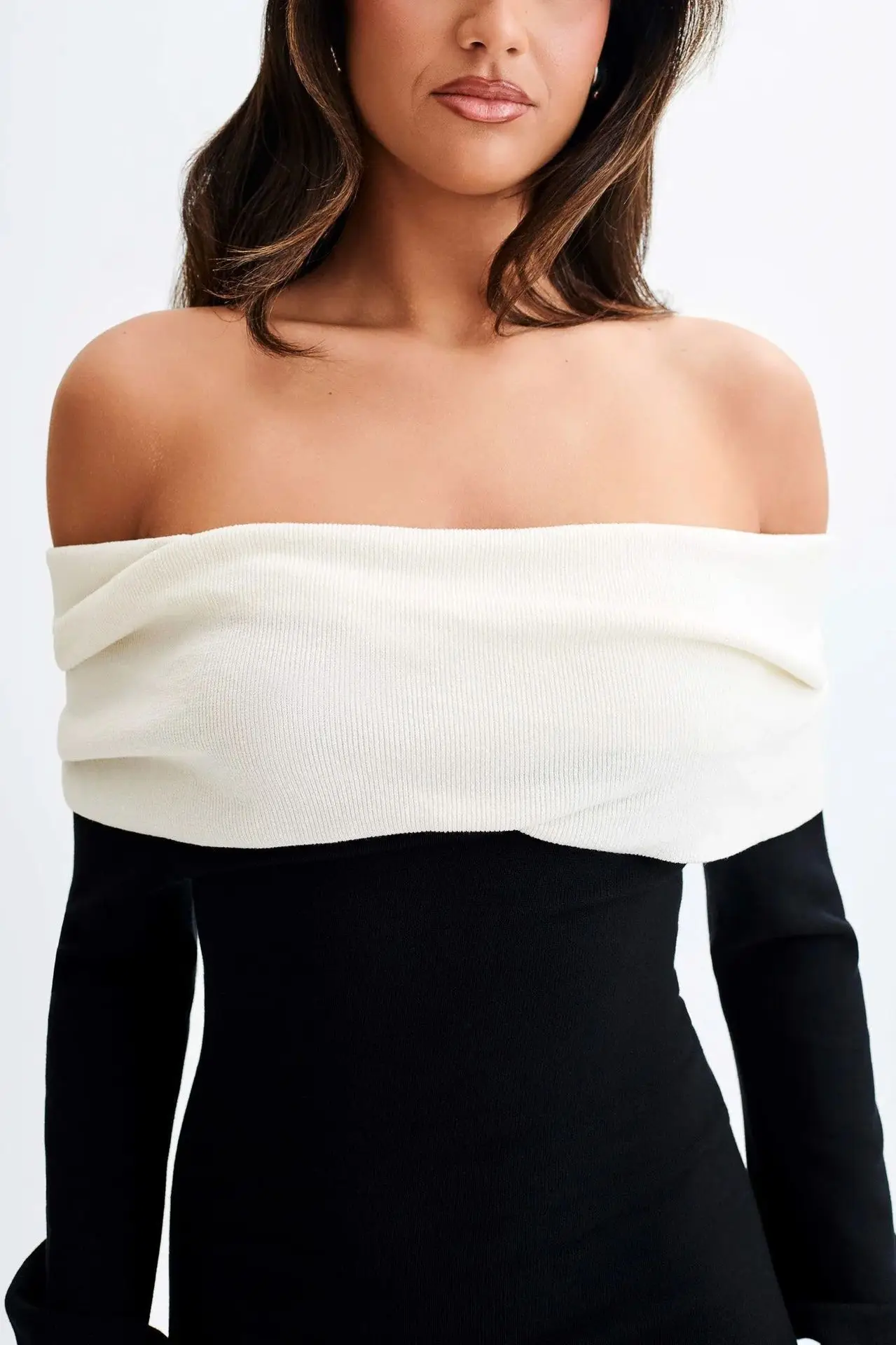 Backless Knitwear Fashion Long Dress Women Contrast Autumn Elegant Slim Party Dress Patchwork Knit Female Maxi Dress