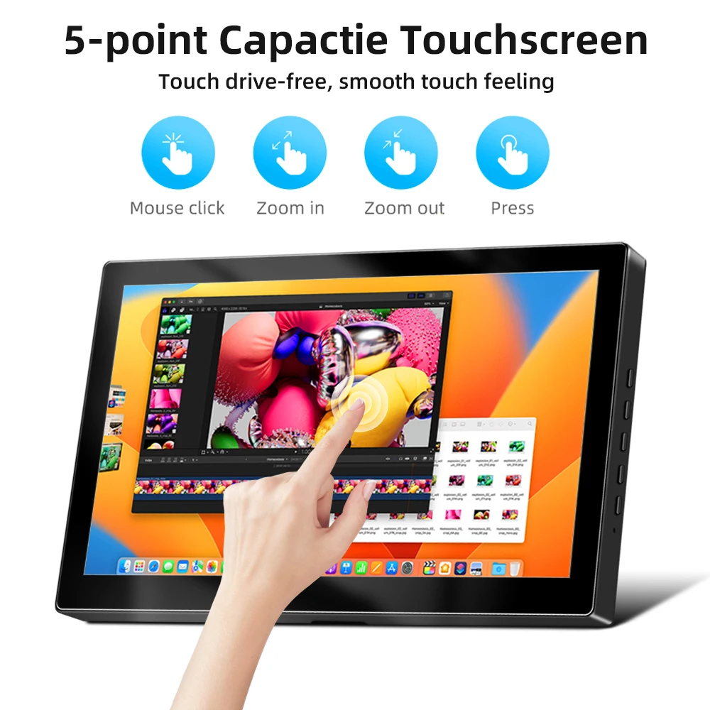 Monitor de Tela de Toque Capacitivo Portátil Display Lcd para Raspberry pi Compatível com Windows Hdmi Pontos 1024x600 Tft - Imagem 5