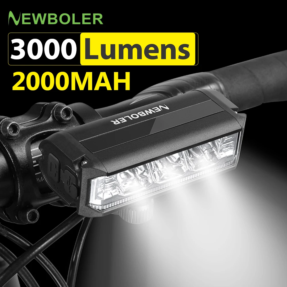 자전거 전조등 3LED 3000루멘 자전거 라이트 2000mAh 방수 손전등 타입-C 충전 MTB 로드 사이클링 램프 액세서리