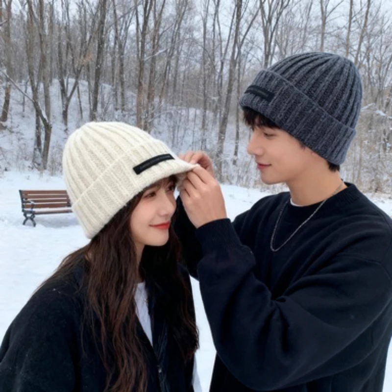 Winter Beanie Hat Women Cute Warm Ear Protection Knit Thicken Double Layer Windproof Caps Students Warm Senior Sense of Hat