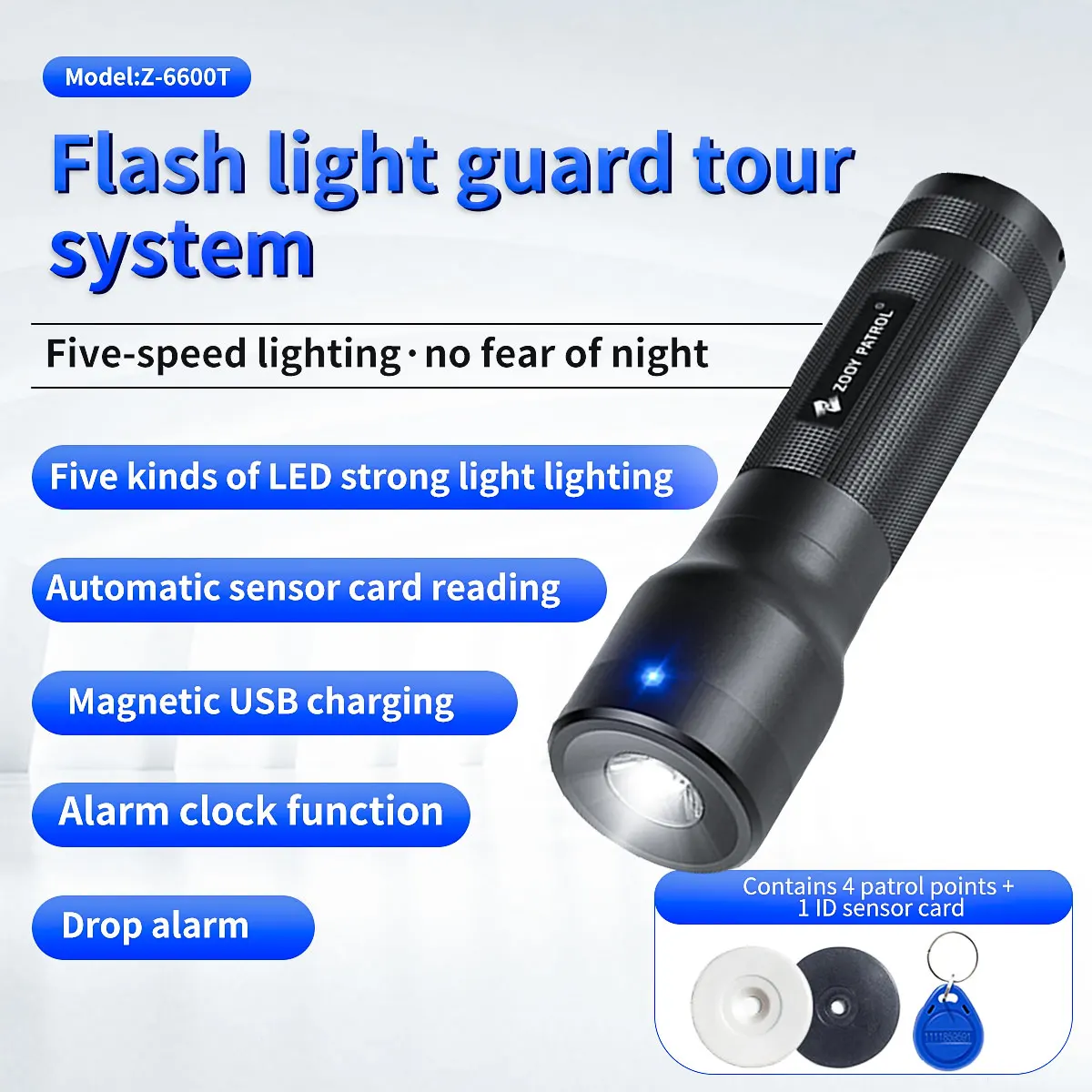 Guard Tour Patrol Recorder System IP67 Free Software Professional Guard Monitoring Attendance System 4 Checkpoint Tags RFID