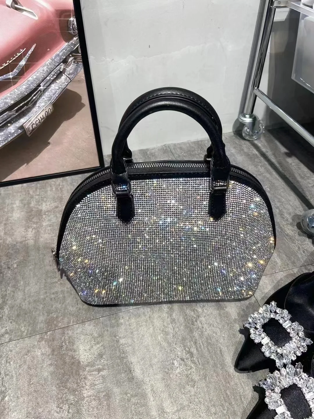 Luxury Crystal Shiny Rhinestone Diamond Bucket Bag Female Bling Evening Bag Lady Purse Women's Handbag Shoulder Crossbody Bag