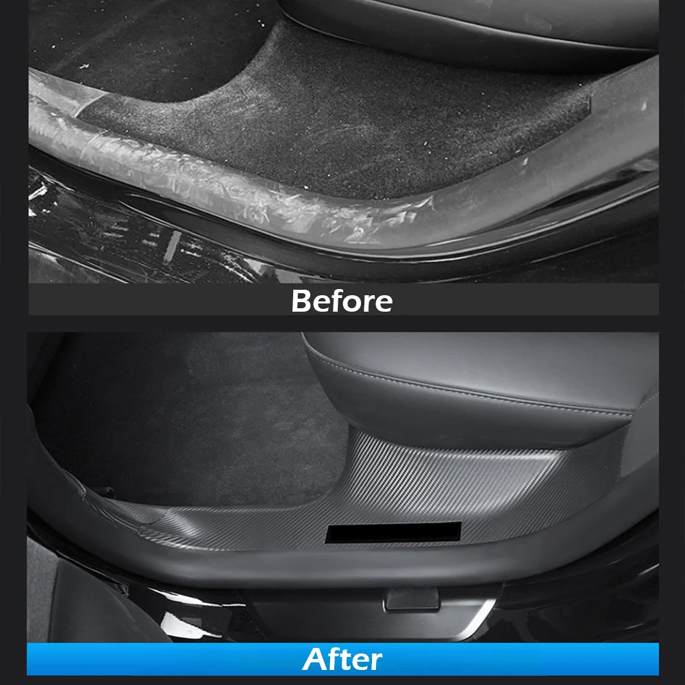 2 Protezioni Davanzale Porta Posteriore Per Tesla Model S 2021-2024 – Carbon Look, ABS, Antigraffio