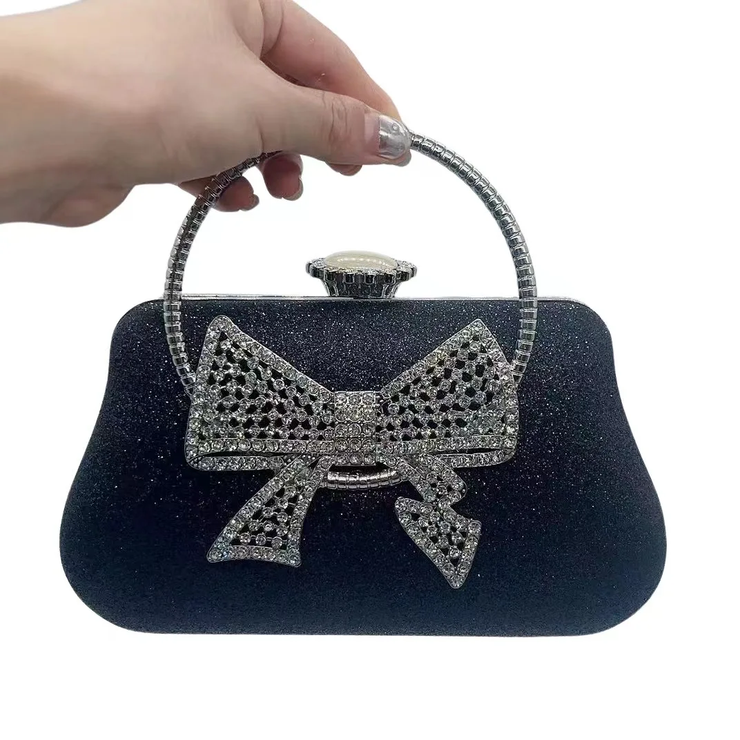 Diamonte purse with handle - Black/Multi main image 1