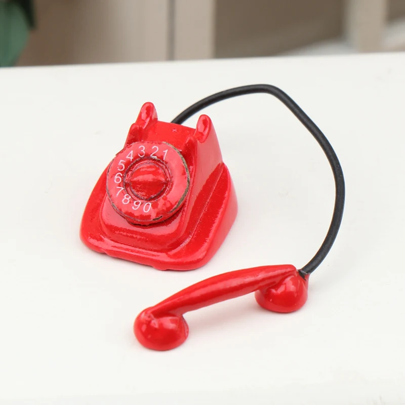 Telefono Vintage In Miniatura Per Casa Delle Bambole, Scala 1:6, Cablato E Rotante