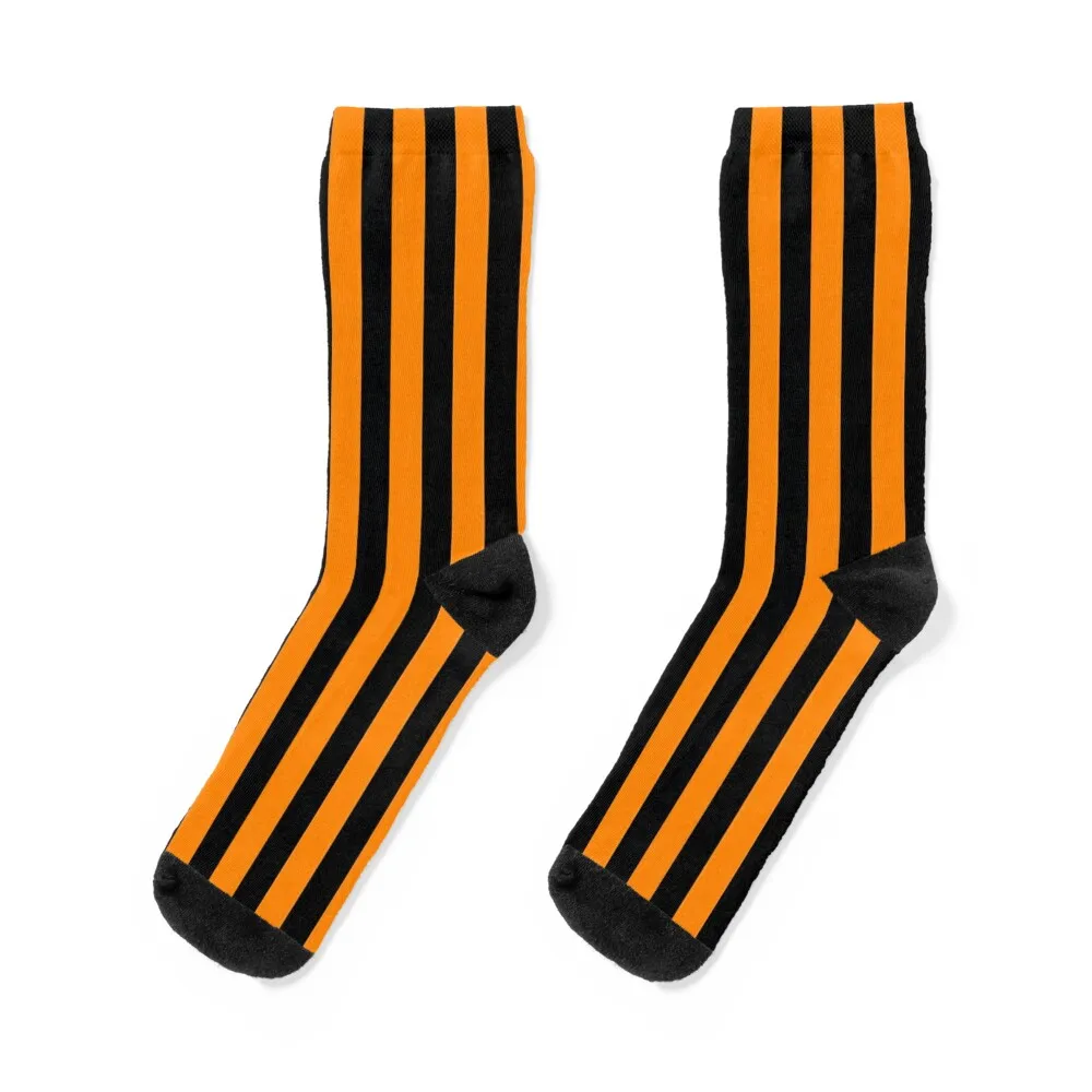 Neon Orange and Black Vertical Stripes Socks warm socks funny gift Women Socks Men's