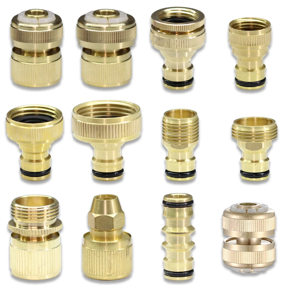 Brass Tap Quick Connecter 1/2'' 3/4'' 1'' 16mm 20mm Copper Hose Coupling Adapter Garden Tubing Repair Watering Gun Fittings Tool garden hose connector,hose connector,garden quick coupling,garden hose adapter,water pipe connector,pipe connector,garden water connector,quick connect valve,faucet quick connector