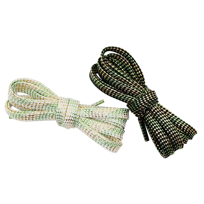 Weiou Lace Accessory 7MM Children Size Cord Gold Wire Metallic Yarn Tape Sneaker Canvas Boot Flat Rope 60-100Cm String Wholesale